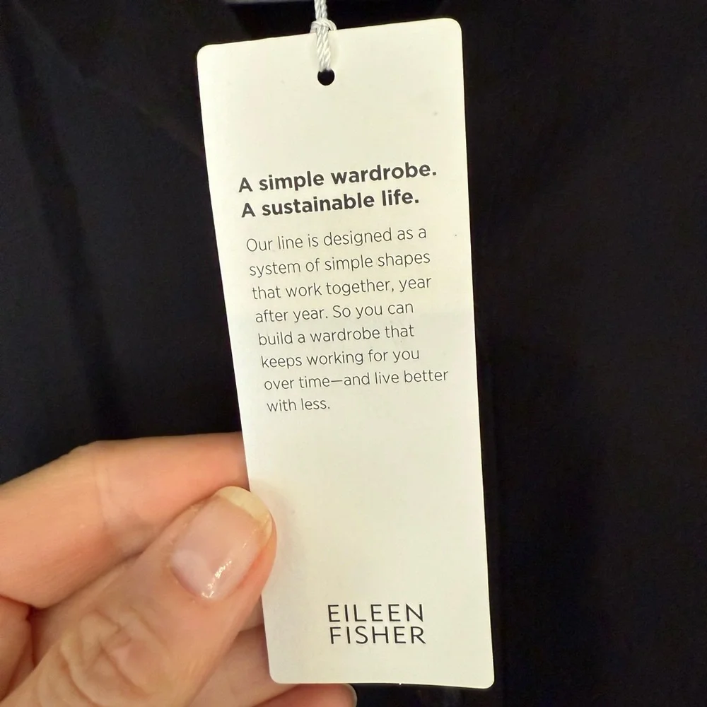 NWT Eileen Fisher Black Mandarin Collar Boxy Button-Up Shirt XL - Picture 4 of 10